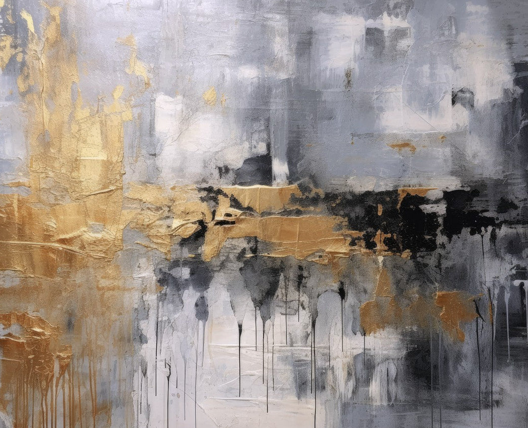 Golden gray abstract 16"x 20" Varnish Fine artwork ready to hang