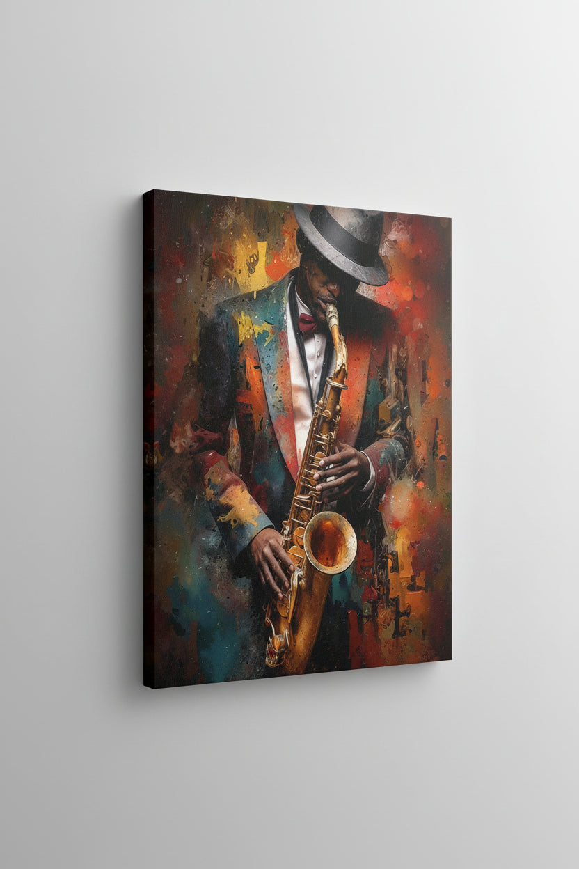 Saxphone musican 16 in x 20 in Varinshed Art Canvas Print