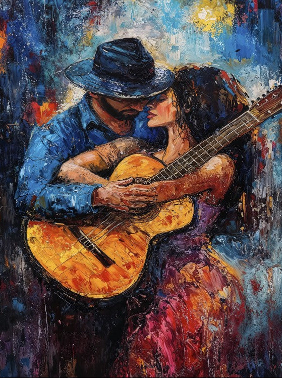 Romantic Guitar Wall Art 16in x 20in Canvas Print