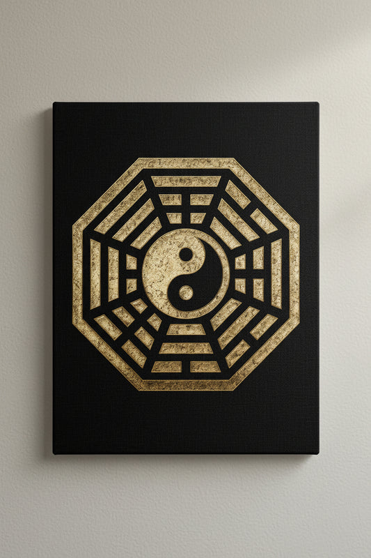 pakua bagua yinyang spirituality black gold RELIGIOUS BLACK AND GOLD