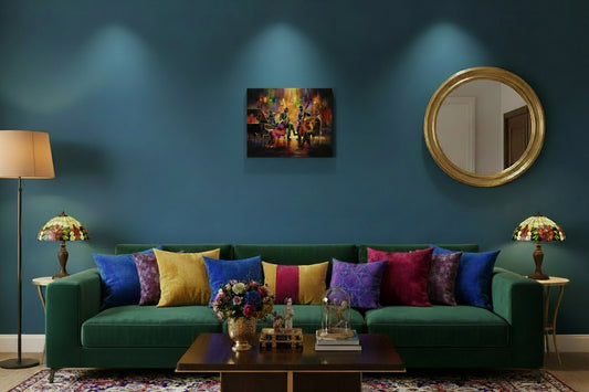 Jazz Lounge Wall Art 20" x 16" Varnished Canvas Print