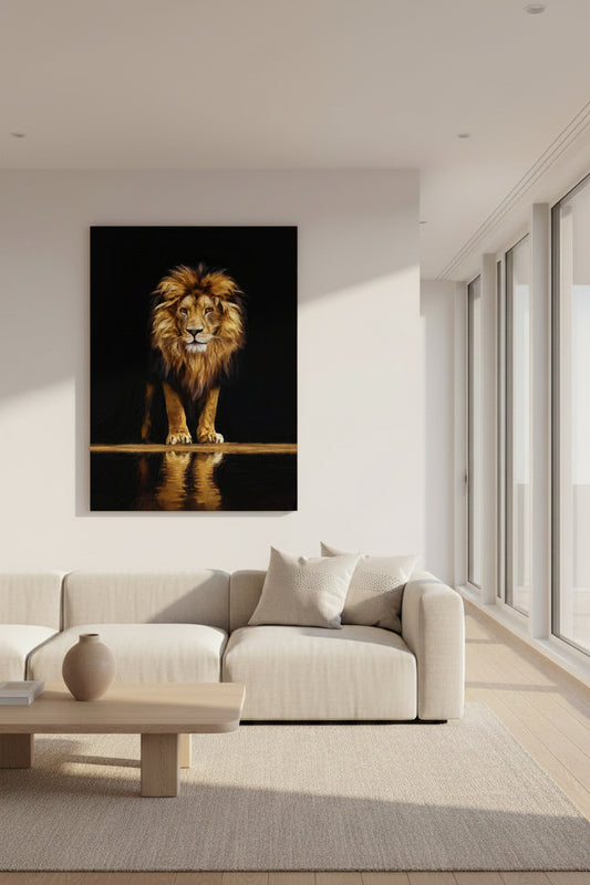 Lion Reflection Canvas Print 24inx36in