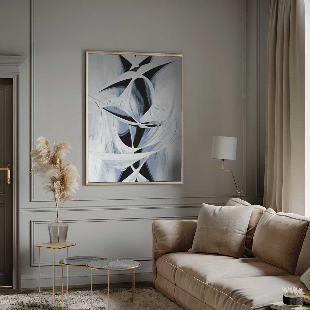 Wall art Dynamic Black And White Swirling Patterns