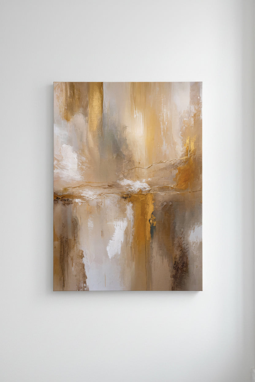 Gold & White Abstract II 16in x 20in Gallery Wrap Print