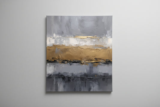 Golden Gray Abstract II 16"x 20" Varnish Canvas Print