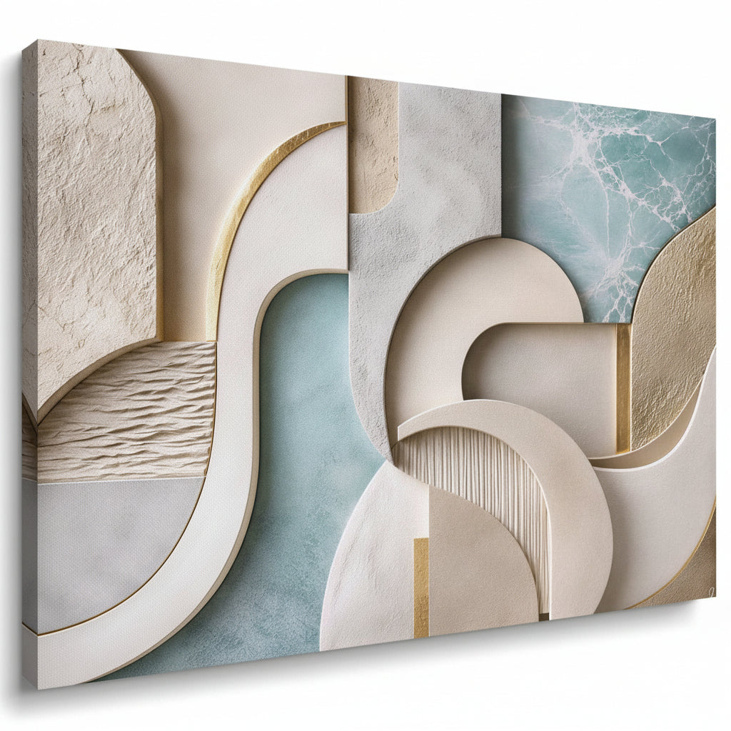 Abstract Blue & Beige Textured Canvas Print 30inx40in