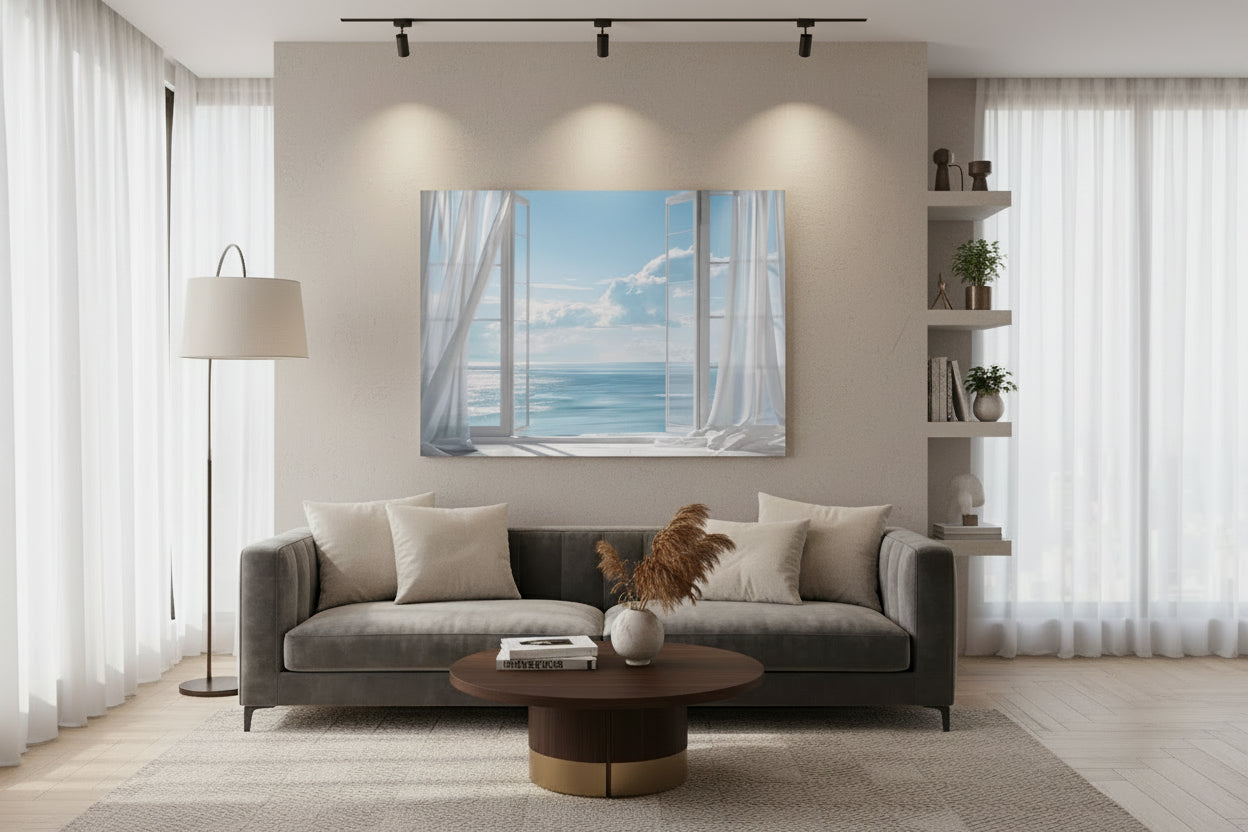 Seaside Serenity 48 " x 36 " Varnished Canvas Print