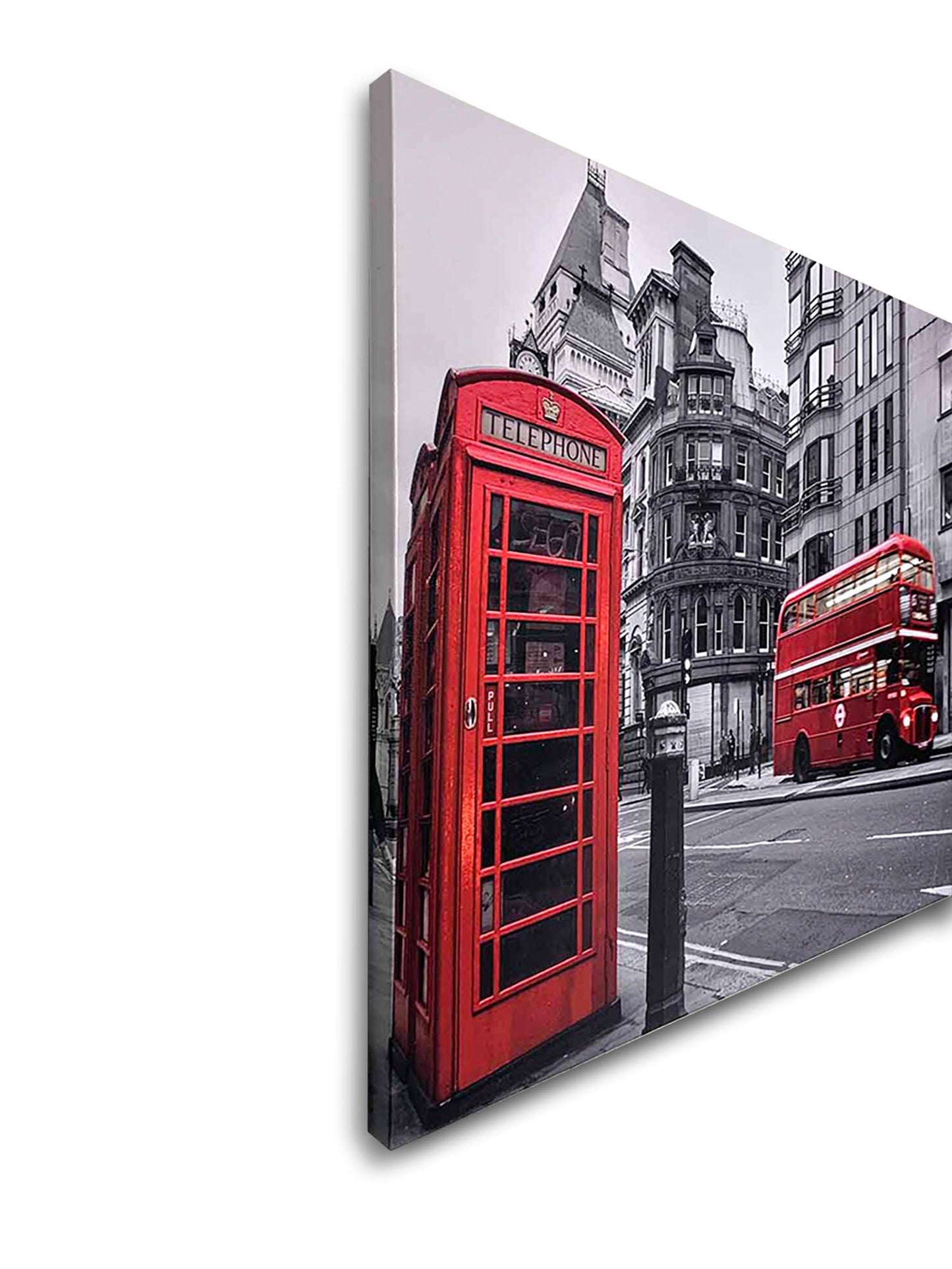 Iconic Red Phone Booth & Double Decker 48in x 36in Wall Art
