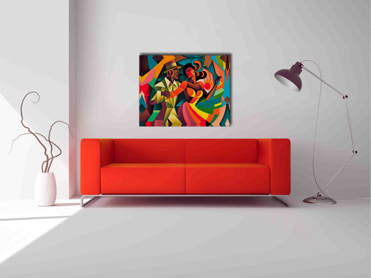 Cubana Latina Dance -Modern Wall Art 48" X 36" Canvas Print
