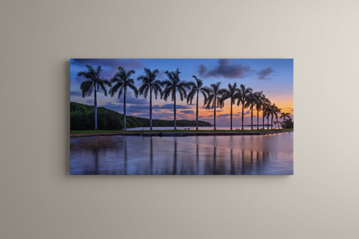 Sunrise Coconut Cove 48 in x 24 in- Varnished Print Canvas