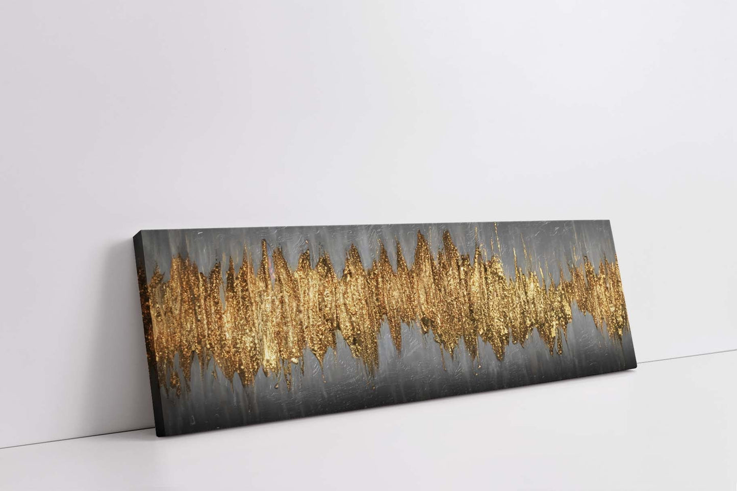 Gold Flame Abstract Artwork 72" X 24" Canvas Wall Fine Art Varnish Ready to be Hang