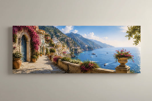 Mediterranean Escape 72" x 24 " Varnished Canvas Print