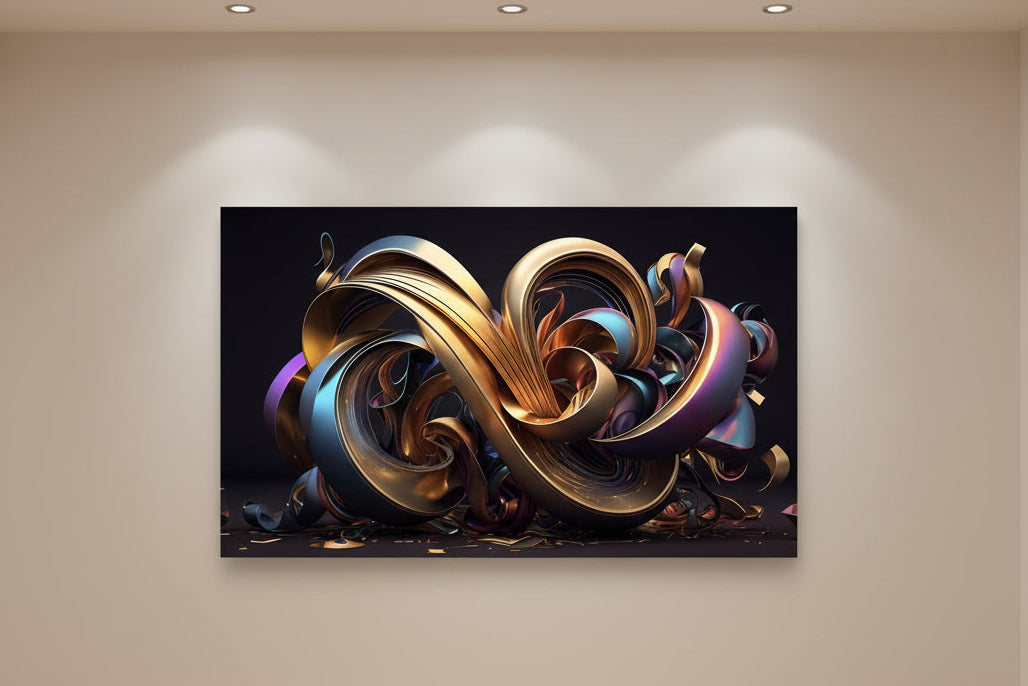 Purple & Gold Abstraction 72in x 36in Gallery Wrapped Print