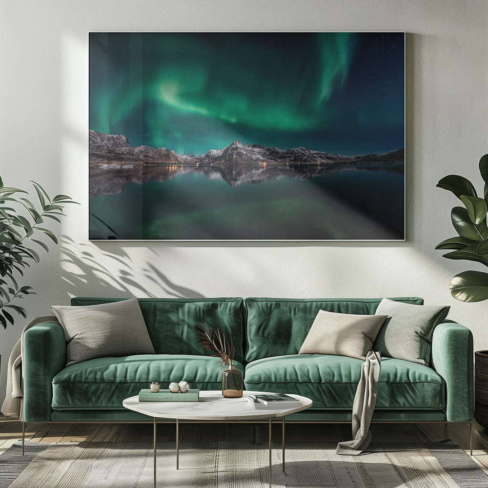 Lofoten Aurora Reflection Wall Artwork 0