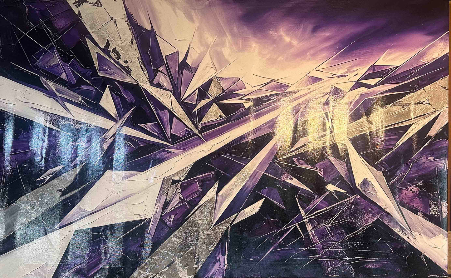 "Anything Is Possible" Purple Grey Solid Abstract 40"x 30" Varnished Canvas Print