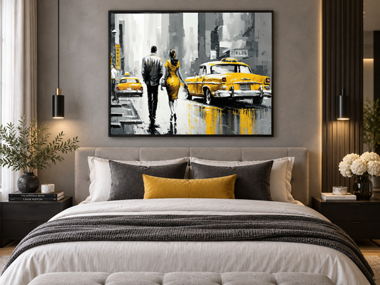 Vintage New York Scene Canvas Print | 47×35 Classic NYC Wall Art