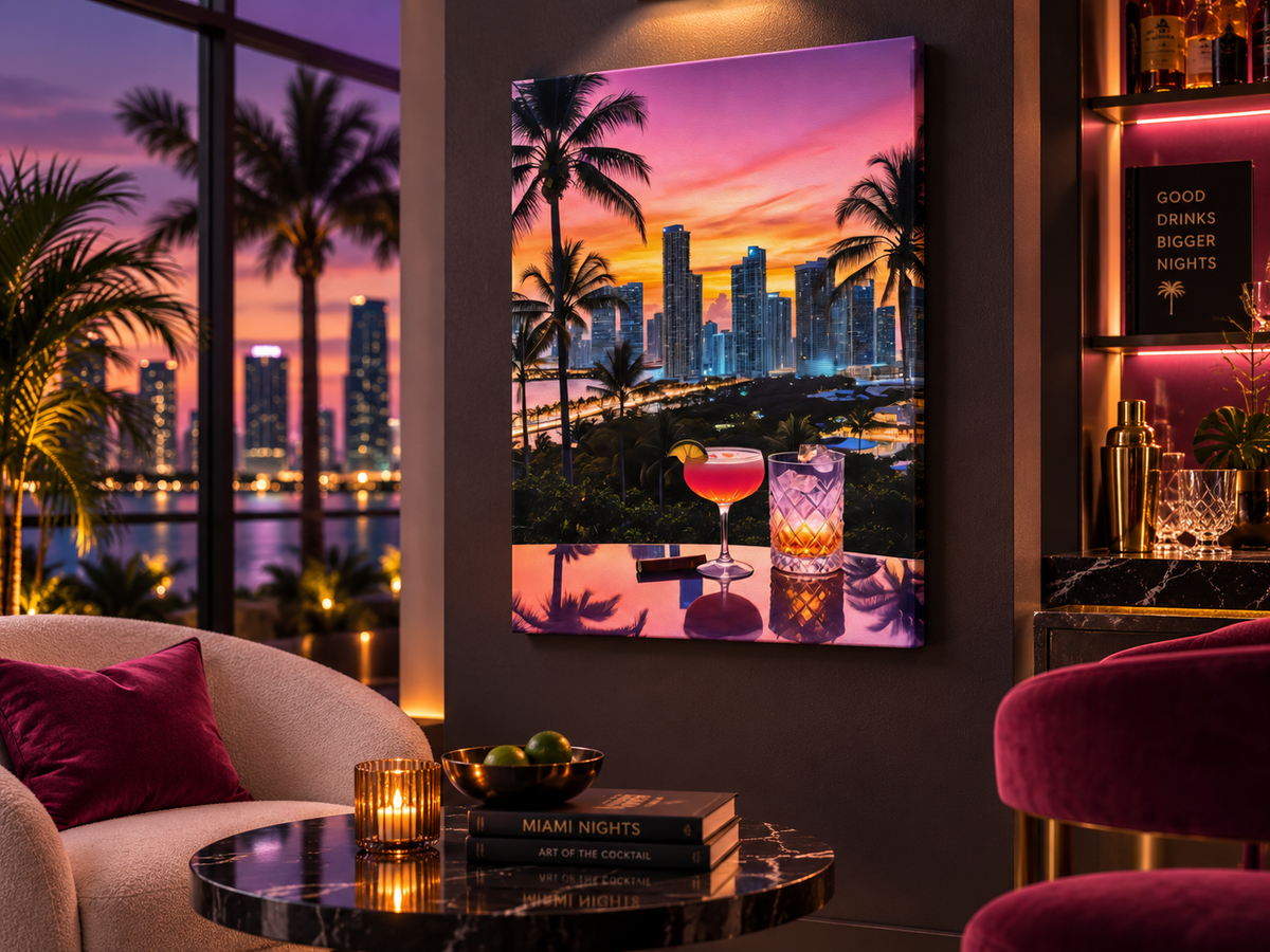 Miami Vibe | Canvas Print | Luxury Sunset Cityscape Wall Art