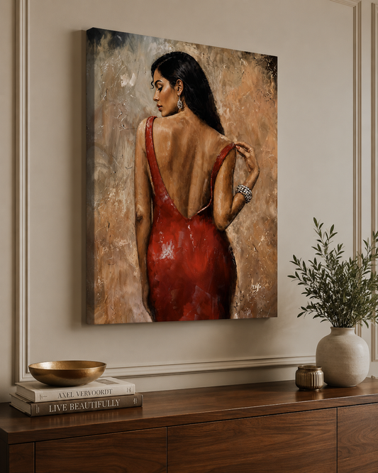 Crimson Elegance – Contemporary Figurative Canvas Wall Art