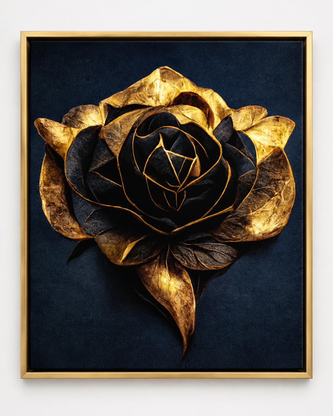Black & Gold Flower Canvas Print | 36×36 Large Format Wall Art