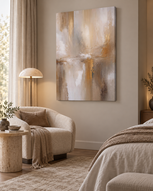 Gold & White Abstract II | Abstract Canvas Print | Luxury Gold Wall Art