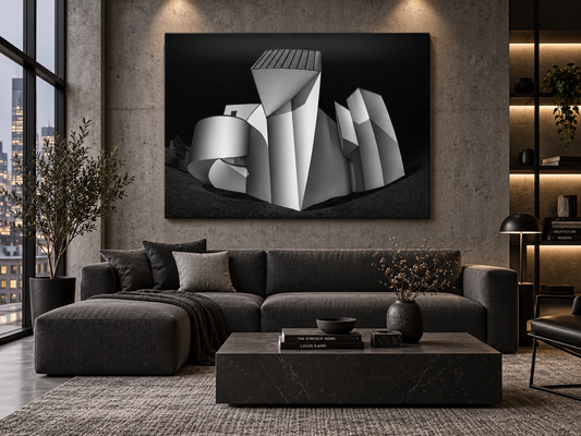The Vitra | Black & White Architectural Photography Canvas Print | Frank Gehry Design Museum