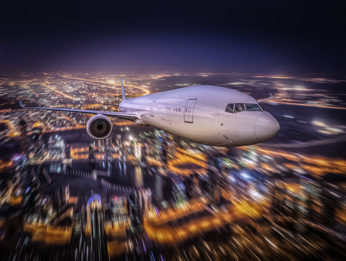 City Lights Flight Wall Art 36inx48in Canvas Print