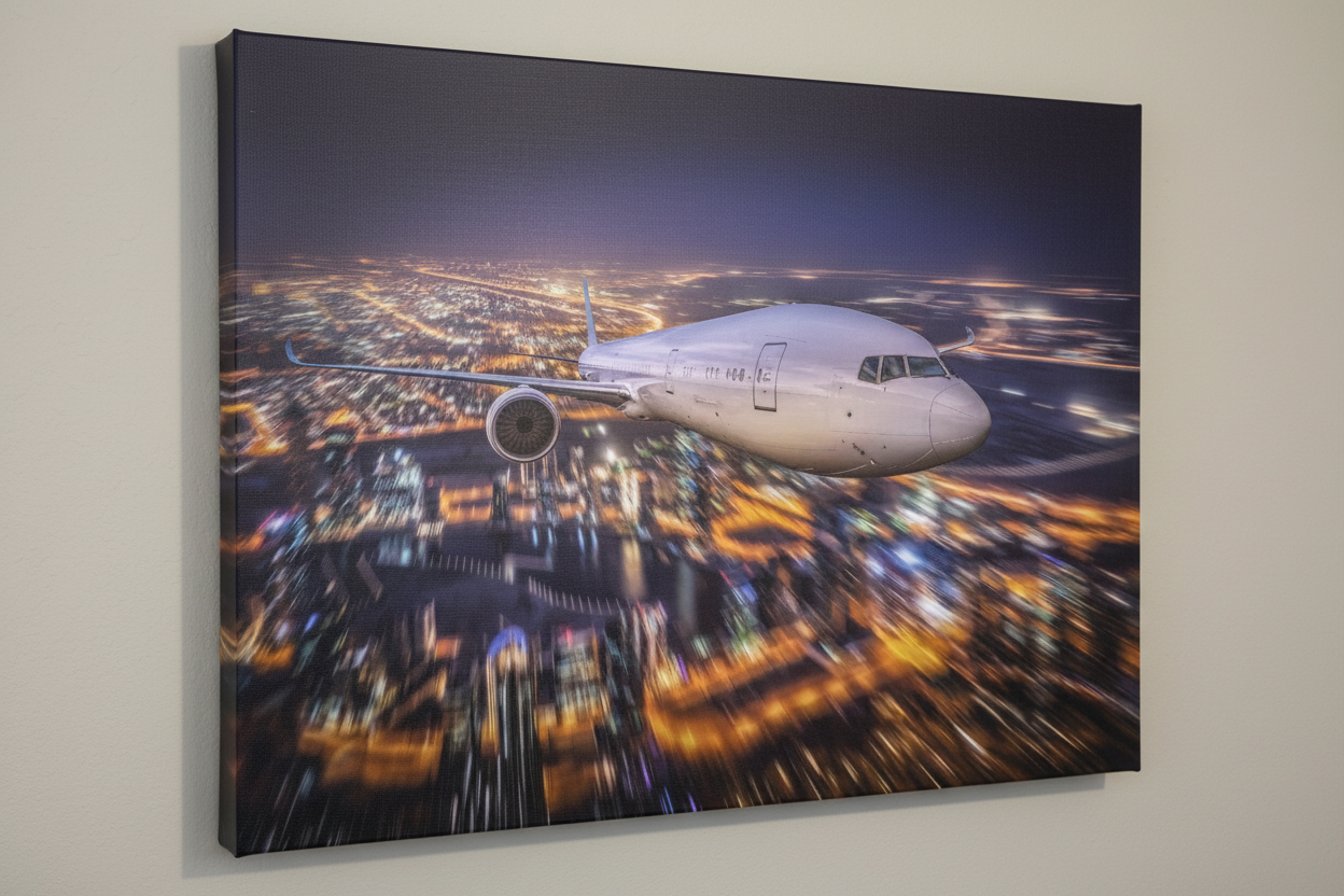 City Lights Flight Wall Art 36inx48in Canvas Print