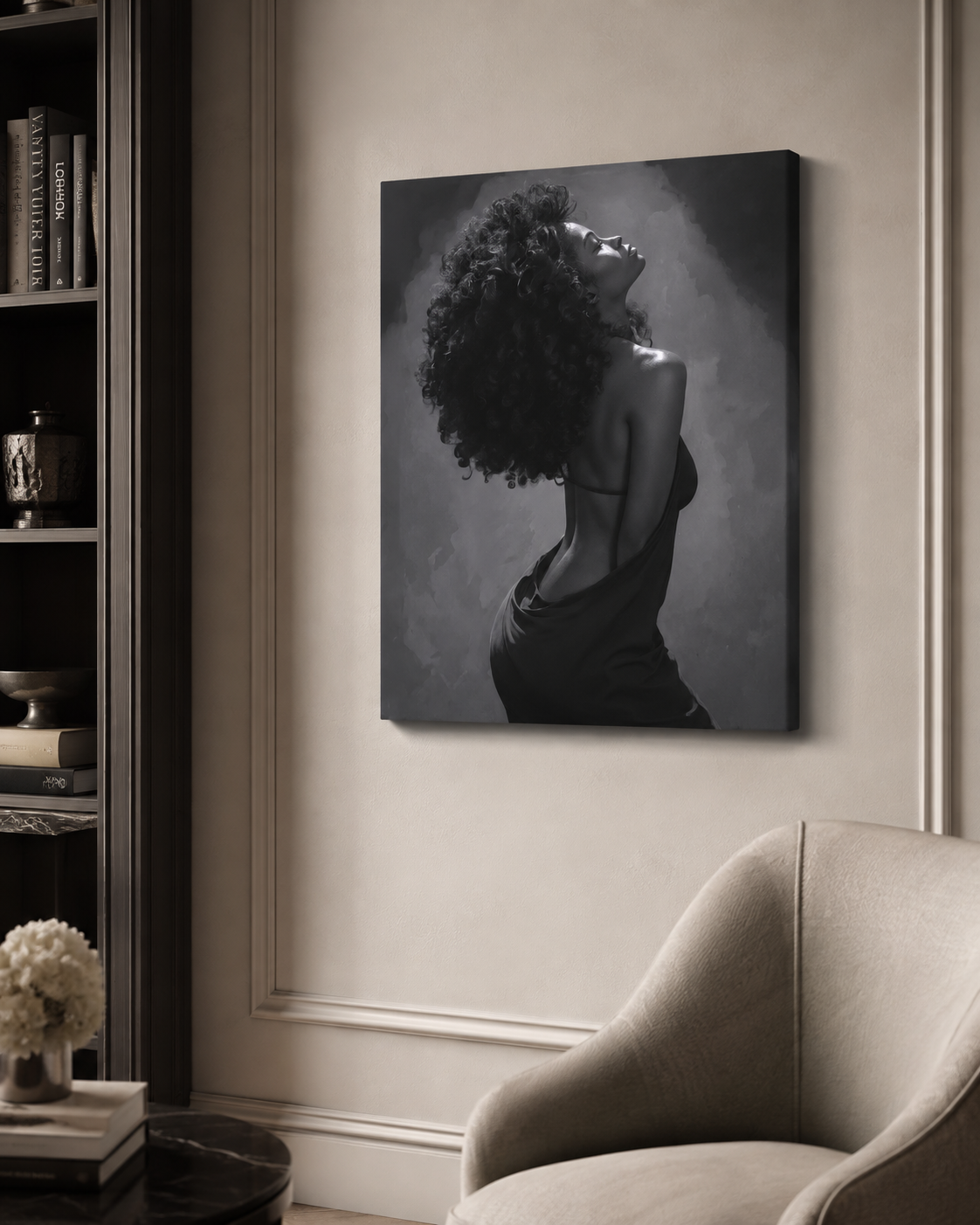 Unapologetic Grace – Black & White Woman Portrait Canvas Wall Art