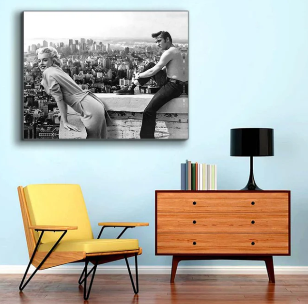 Marilyn and Elvis 36 " x 24 " Varnished Canvas Wall