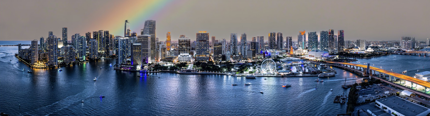 Miami Rainbow Photograph 90in x 24in Varnished Canvas