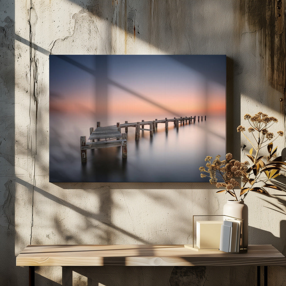 Old pier II. Harbour panorama 16'' x 12'' Fine Art Varnish Ready to Hang