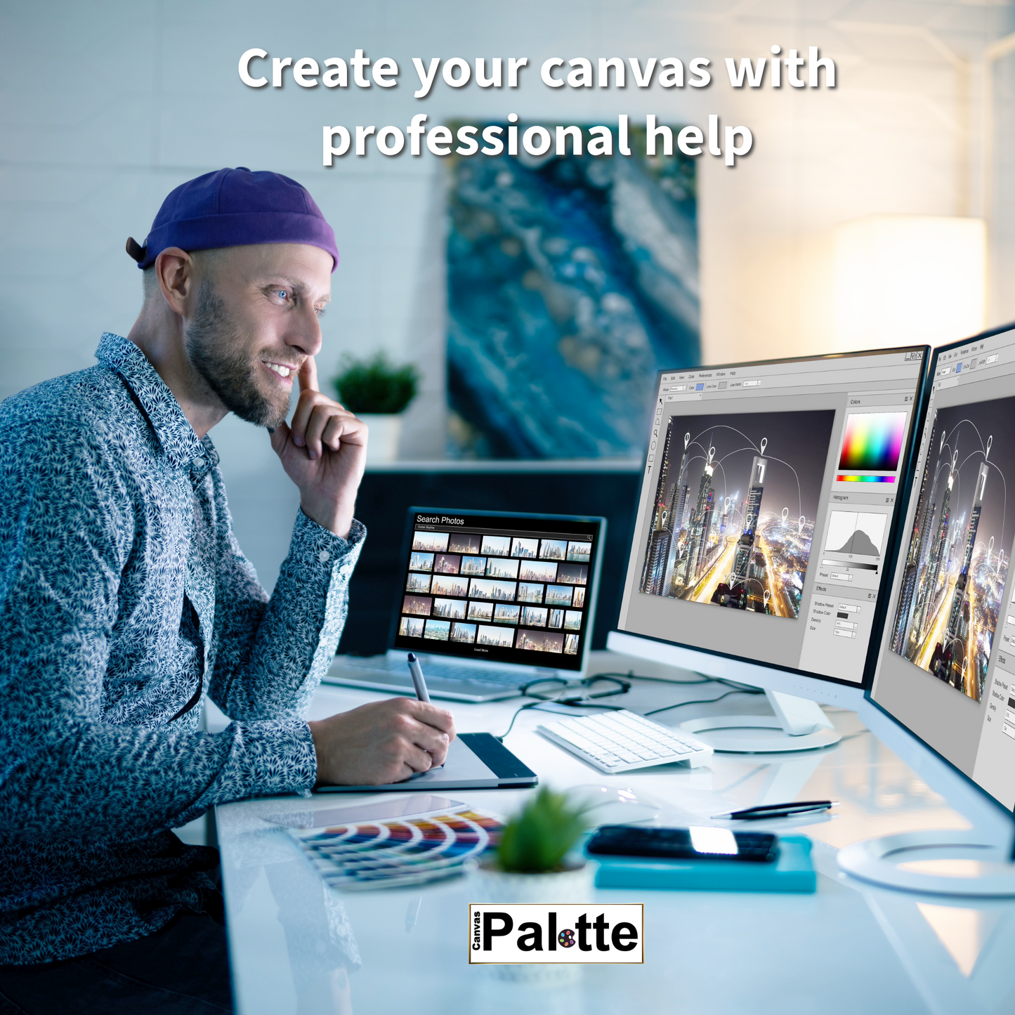 Professional Canvas Palette working on a custom photo canvas