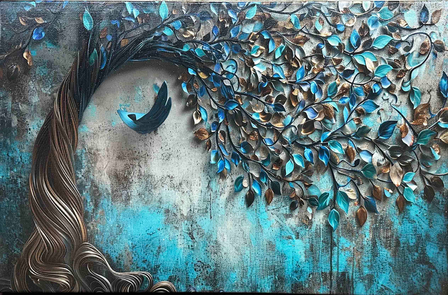 Turquoise Tree 24 X 36 Fine Art Varnished