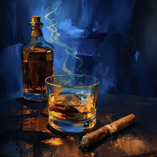 Whiskey & Smoke III Wall Art 12"x12" Varnished Canvas Print