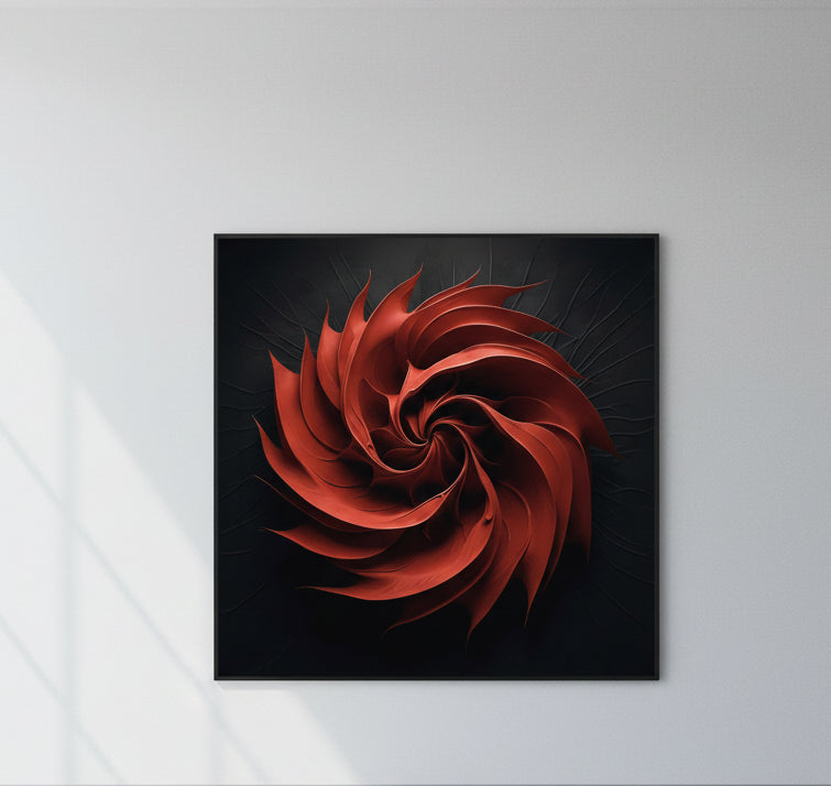 Crimson Spiral Wall Art 16" x 16" Canvas Print