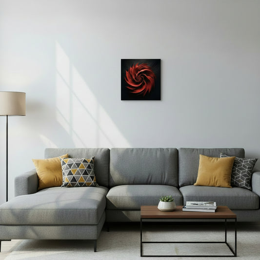 Crimson Spiral Wall Art 16" x 16" Canvas Print