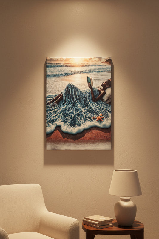 A Good Read by The Ocean 16in x 20in Canvas Print