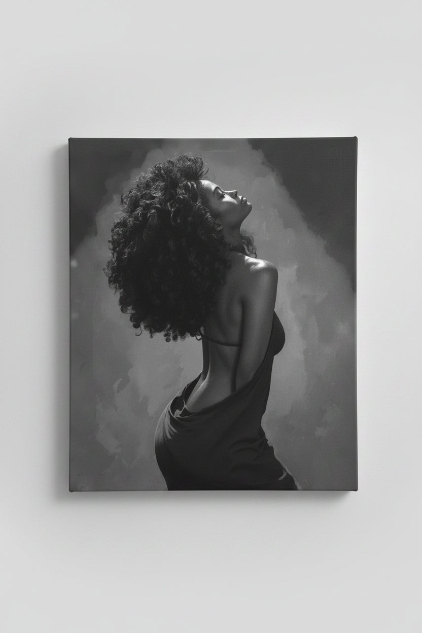 Black & White Lady Wall Art 16" x 20" Varnished Canvas Print