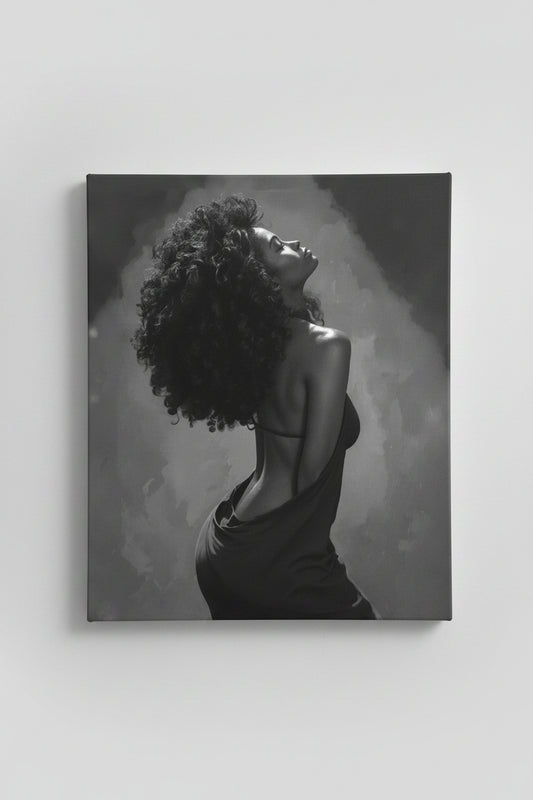 Black & White Lady Wall Art 16" x 20" Varnished Canvas Print