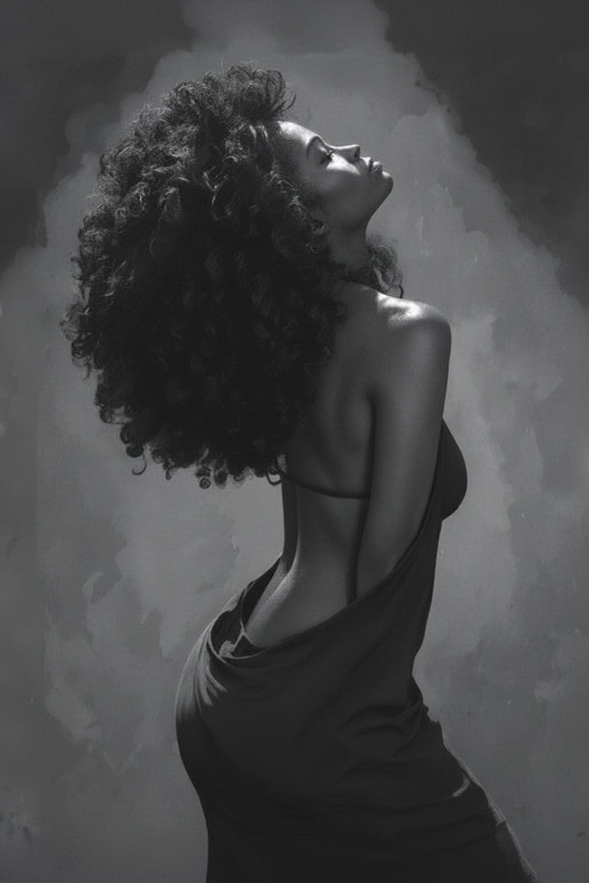 Black & White Lady Wall Art 16" x 20" Varnished Canvas Print