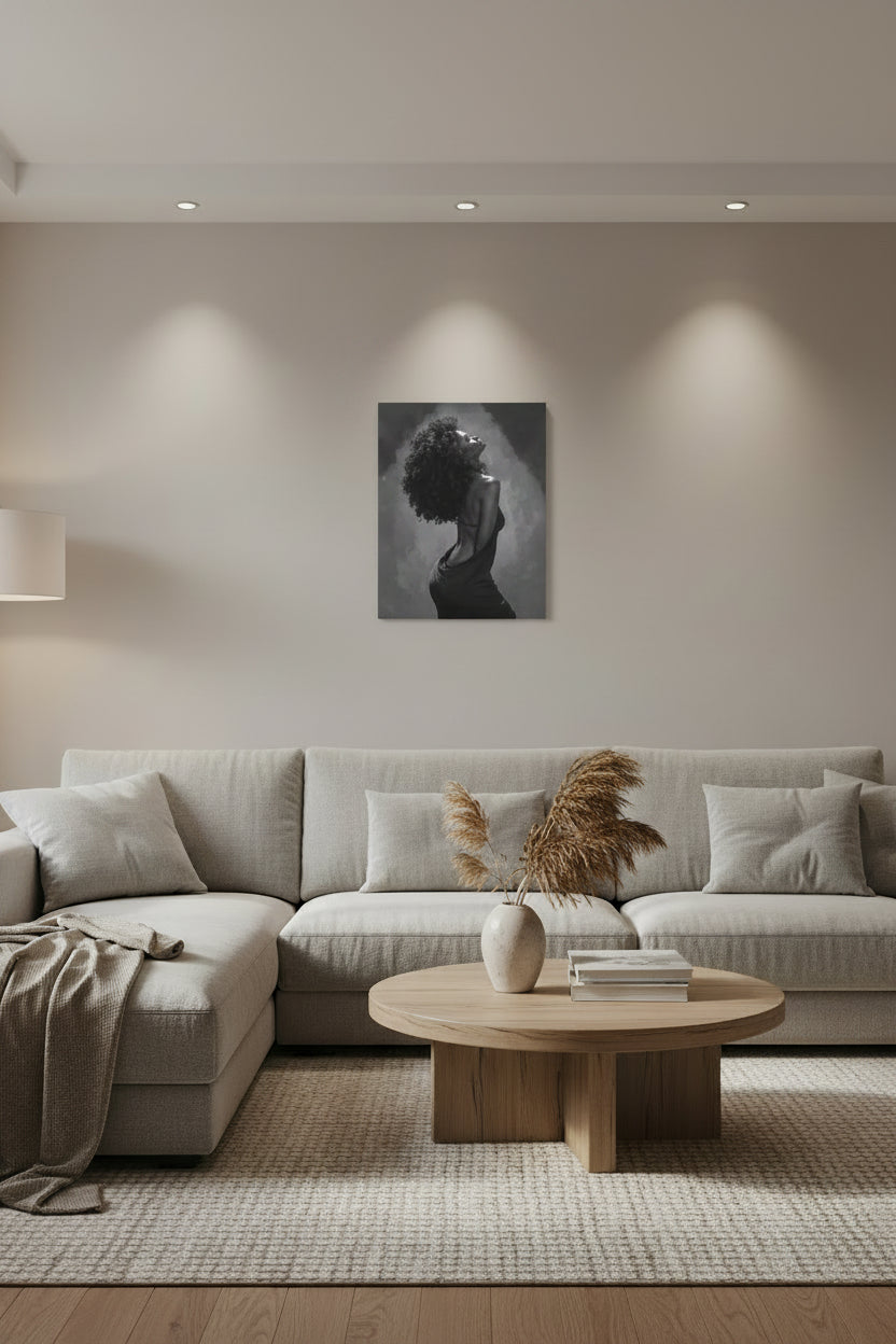 Black & White Lady Wall Art 16" x 20" Varnished Canvas Print