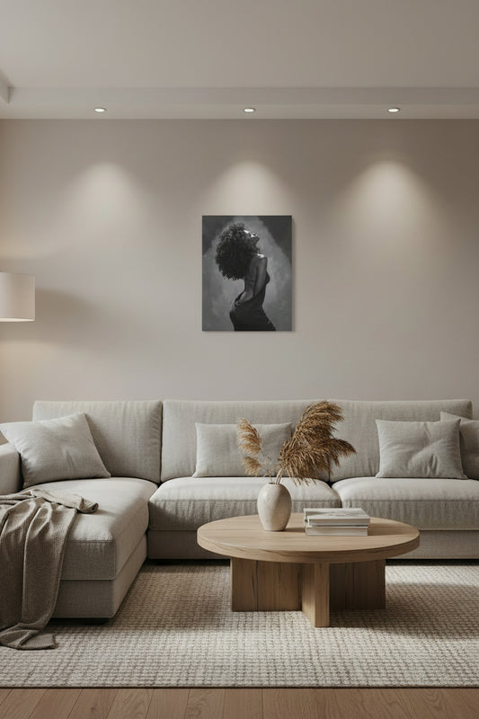 Black & White Lady Wall Art 16" x 20" Varnished Canvas Print