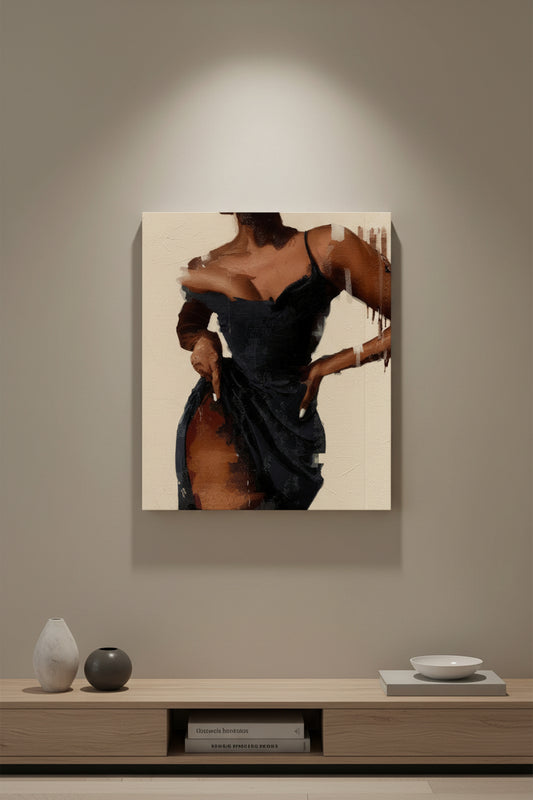 Black Dress Wall Art 16"x20" Varnished Canvas Print