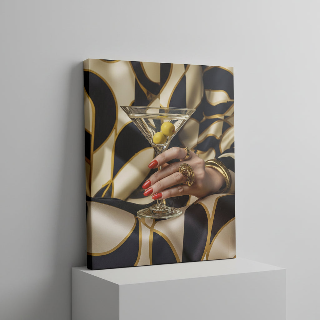 Gilded Martini 16 in x 20 in Varnished Art Canvas Print
