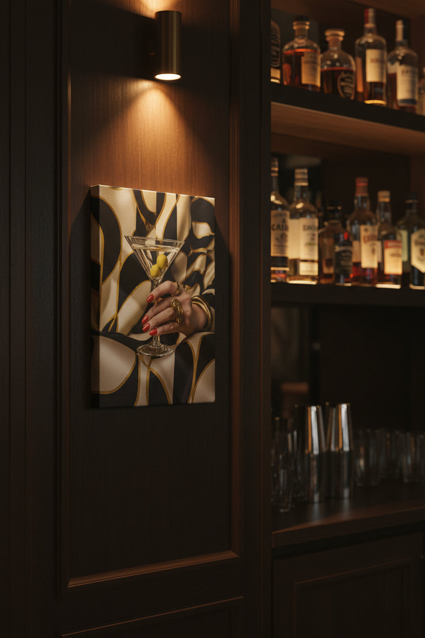 Gilded Martini 16 in x 20 in Varnished Art Canvas Print