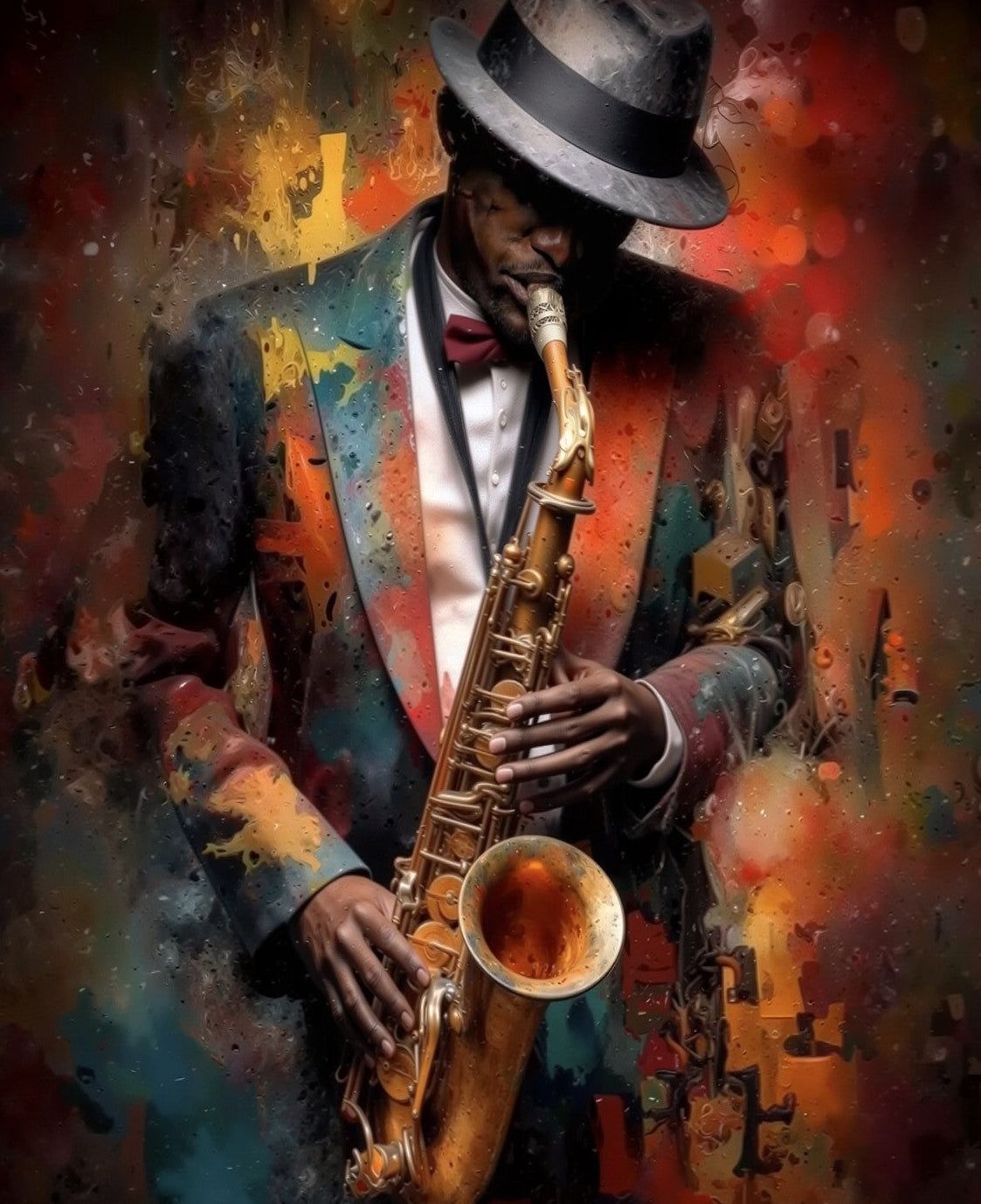 Saxphone musican 16 in x 20 in Varinshed Art Canvas Print