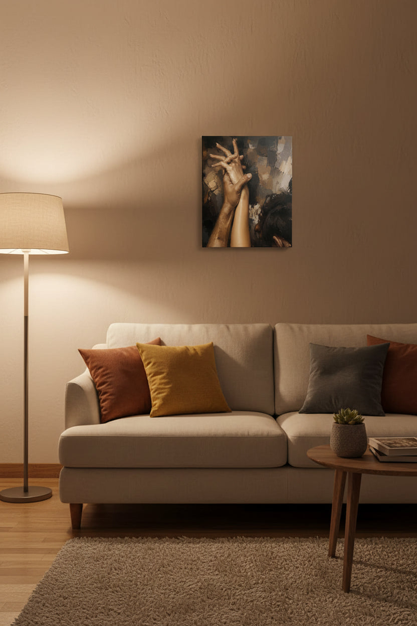 Together | Intertwined Hands Canvas Print | Romantic Expressionist Wall Art