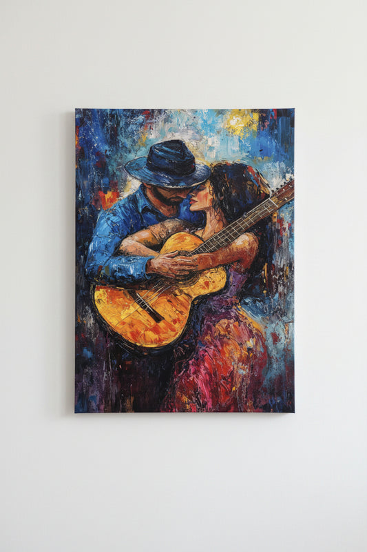 Romantic Guitar Wall Art 16in x 20in Canvas Print