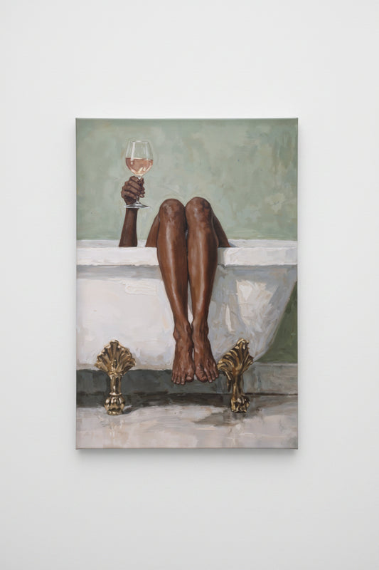Bathtub & Wine Wall Art 16in x 20in Canvas Print