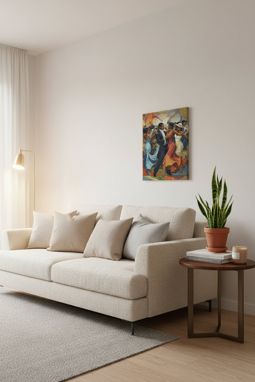 Golden Hour Dance | Black Couple Dancing Canvas Print | Afrocentric Celebration Wall Art